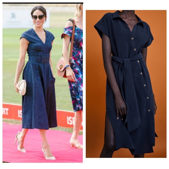 navy shirt dress midi